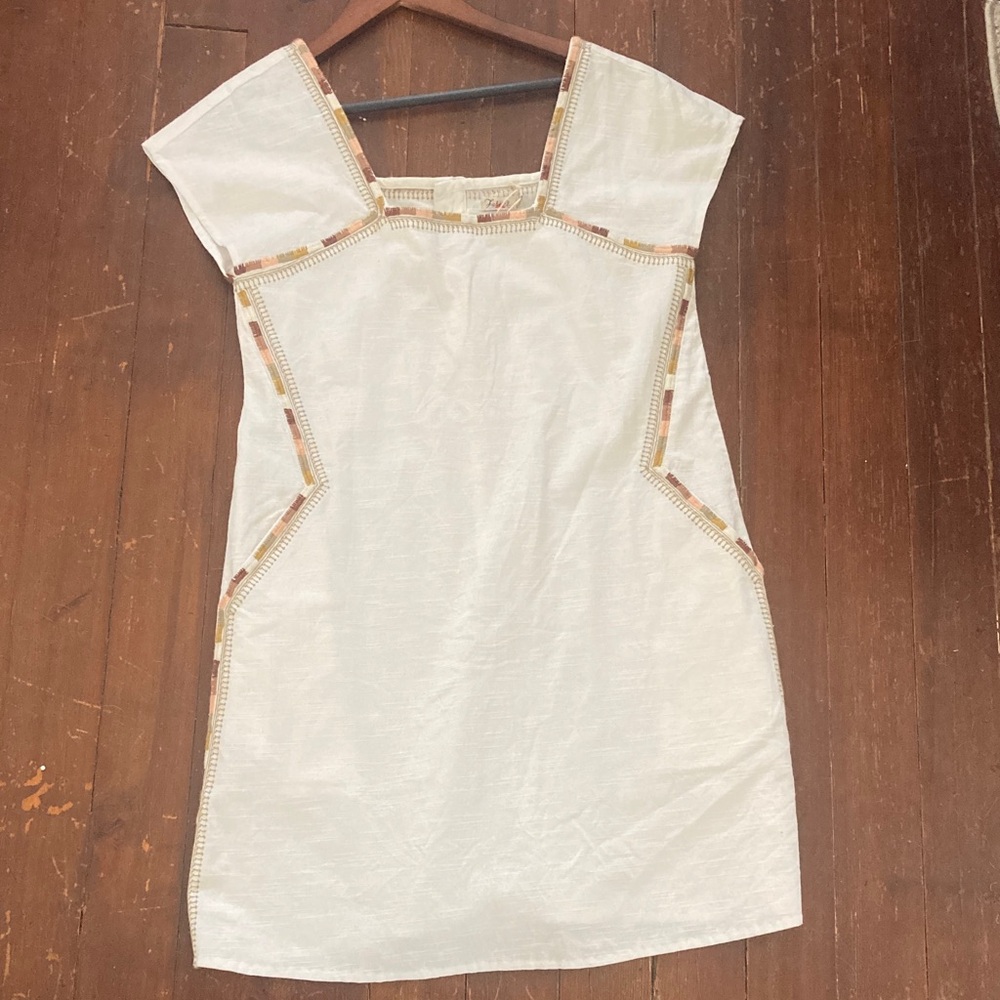 White Dress with Embroidered Accents